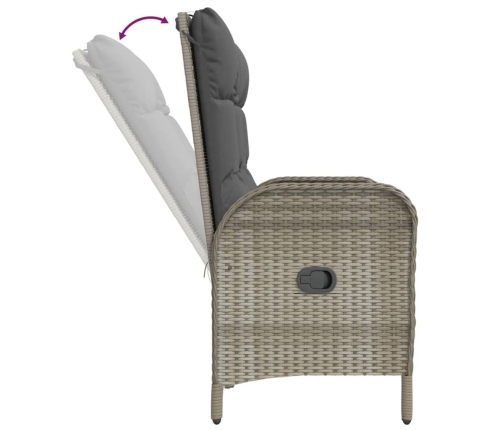 Juego de comedor jardín 2 pzas con cojines ratán sintético gris