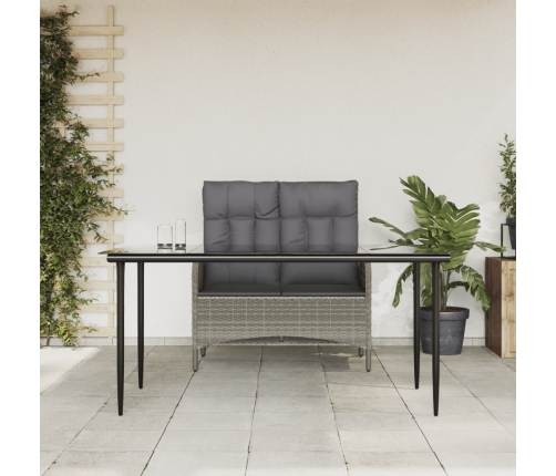 Juego de comedor jardín 2 pzas con cojines ratán sintético gris