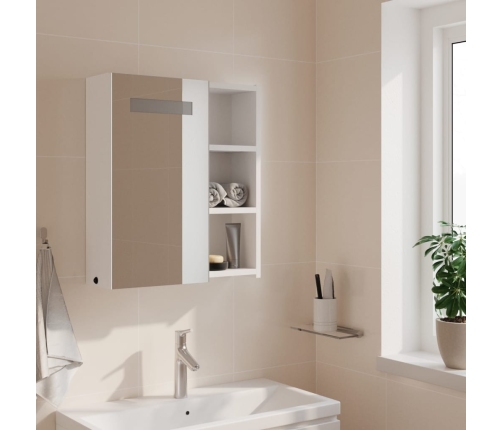 Mueble de baño con espejo y luz LED blanco 45x13x52 cm