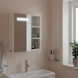 Mueble de baño con espejo y luz LED blanco 45x13x52 cm