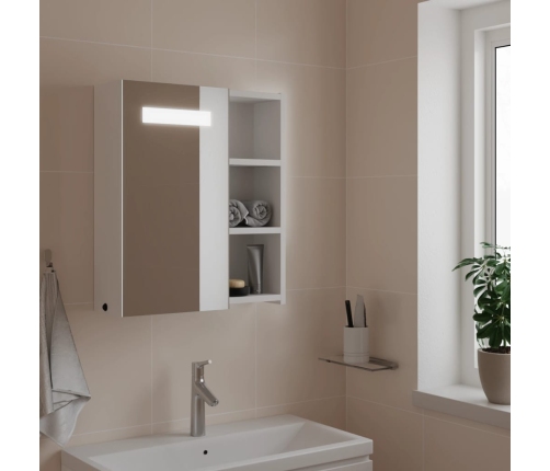 Mueble de baño con espejo y luz LED blanco 45x13x52 cm