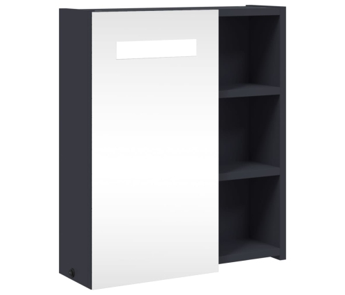 Mueble de baño con espejo y luz LED gris 45x13x52 cm