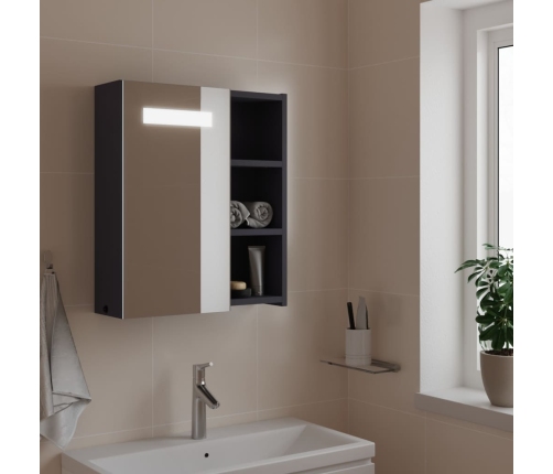 Mueble de baño con espejo y luz LED gris 45x13x52 cm