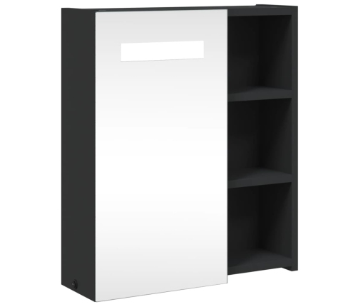 Mueble de baño con espejo y luz LED negro 45x13x52 cm