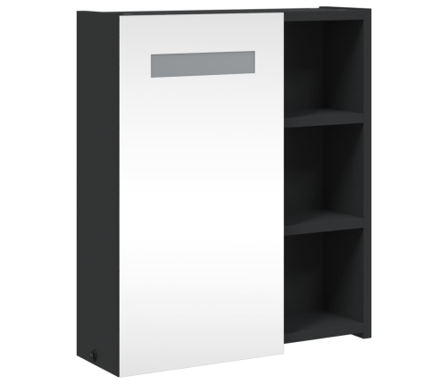 Mueble de baño con espejo y luz LED negro 45x13x52 cm