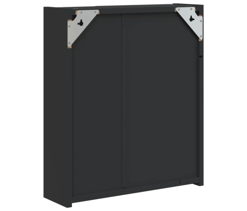 Mueble de baño con espejo y luz LED negro 45x13x52 cm