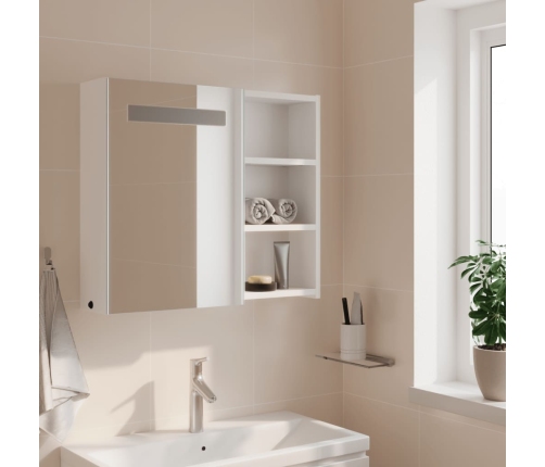 Mueble de baño con espejo y luz LED blanco 60x13x52 cm