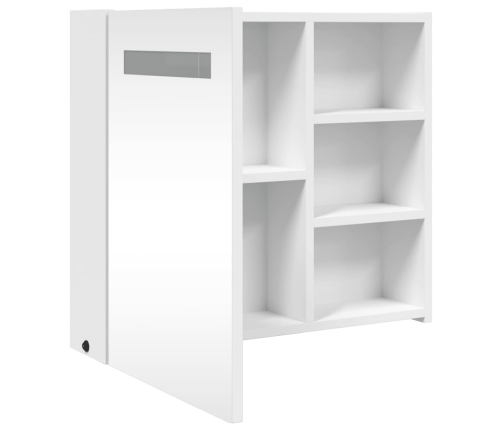 Mueble de baño con espejo y luz LED blanco 60x13x52 cm