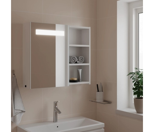 Mueble de baño con espejo y luz LED blanco 60x13x52 cm