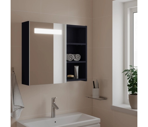 Mueble de baño con espejo y luz LED gris 60x13x52 cm