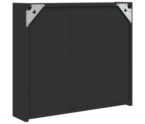 Mueble de baño con espejo y luz LED negro 60x13x52 cm