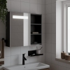 Mueble de baño con espejo y luz LED negro 60x13x52 cm