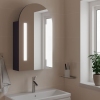 Mueble de baño con espejo arqueado y luz LED gris 42x13x70 cm