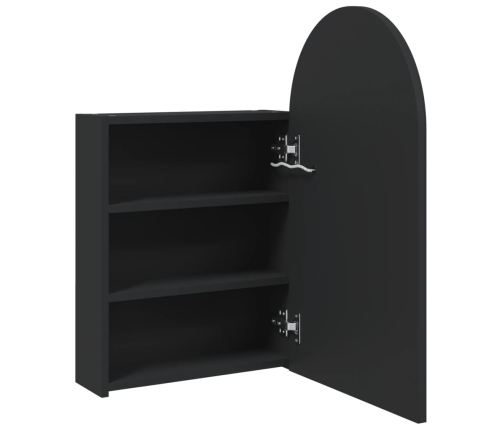 Mueble de baño con espejo arqueado y luz LED negro 42x13x70 cm