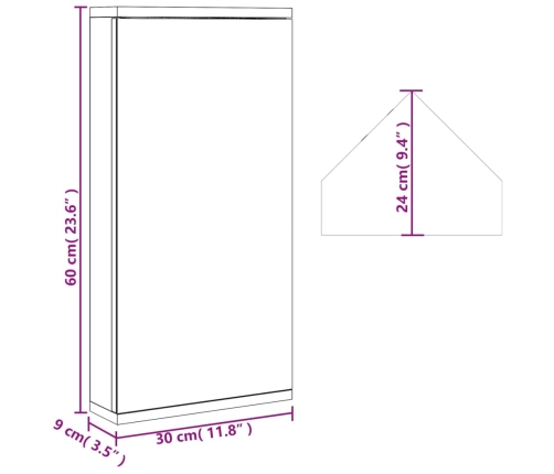 Mueble de baño de esquina con espejo blanco 30x24x60 cm