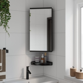 Mueble de baño de esquina con espejo negro 30x24x60 cm