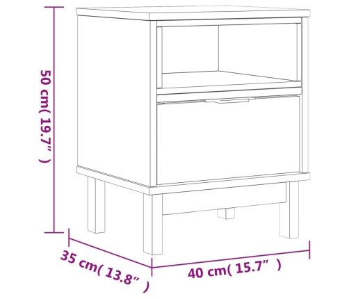 vidaXL Mesita de noche FLAM madera maciza de pino 40x35x50 cm