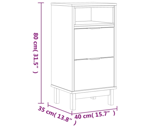 Mesita de noche FLAM madera maciza de pino 40x35x80 cm