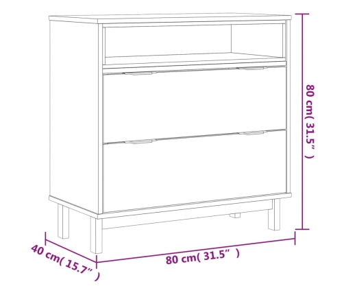 Cómoda FLAM madera maciza de pino 80x40x80 cm