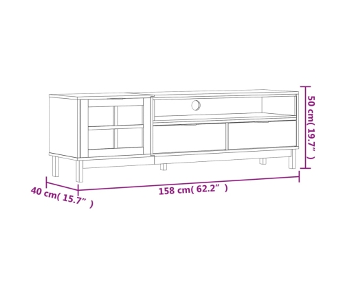 Mueble de TV con puerta de vidrio FLAM madera pino 158x40x50 cm