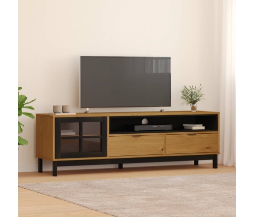 Mueble de TV con puerta de vidrio FLAM madera pino 158x40x50 cm