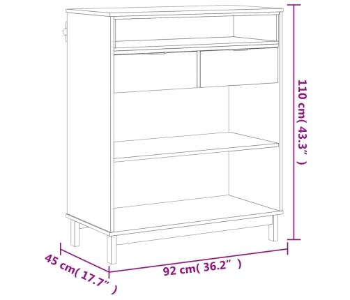 Mesa alta de bar FLAM madera maciza de pino 92x45x110 cm