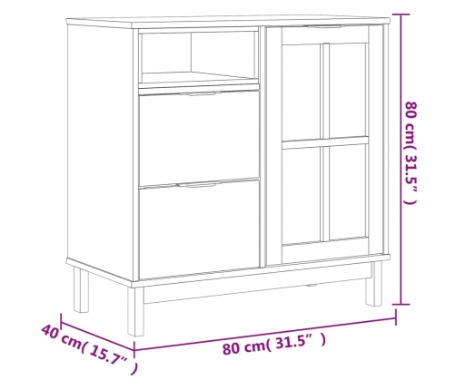 Aparador con puerta de vidrio FLAM madera de pino 80x40x80 cm