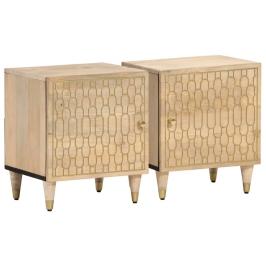 Mesitas de noche 2 uds madera maciza de mango 40x33x46 cm