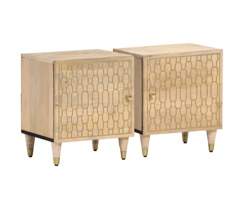 Mesitas de noche 2 uds madera maciza de mango 40x33x46 cm