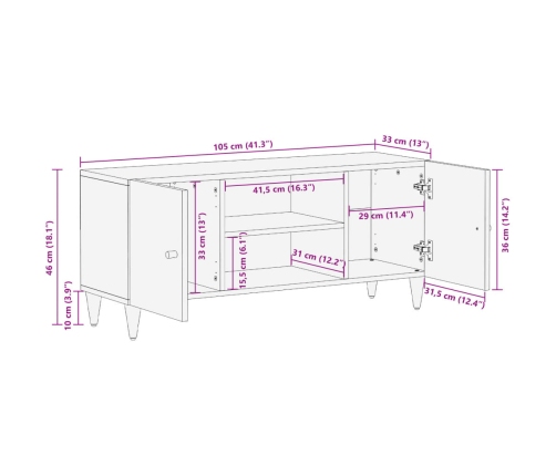 Mueble de TV madera maciza de mango 105x33x46 cm