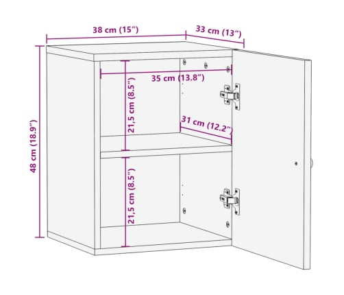 Armario de baño de pared madera maciza de mango 38x33x48 cm