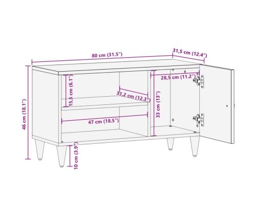 Mueble de TV madera maciza de mango 80x31,5x46 cm