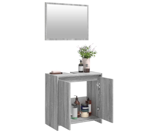 Set de muebles de baño 2 pzas madera contrachapada gris sonoma