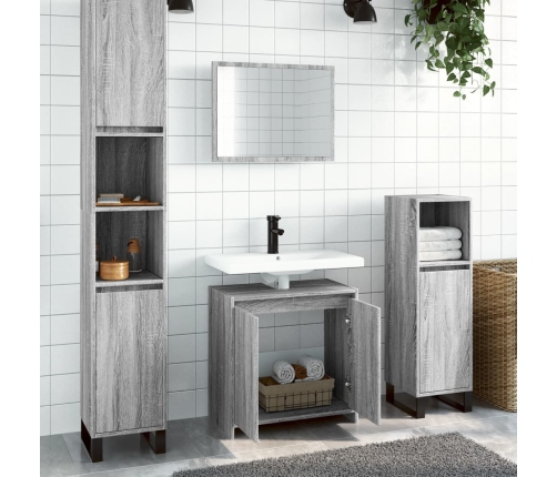 Set de muebles de baño 2 pzas madera contrachapada gris sonoma