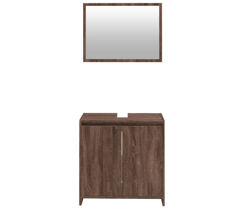 Set de muebles baño 2 pzas madera contrachapada marrón roble