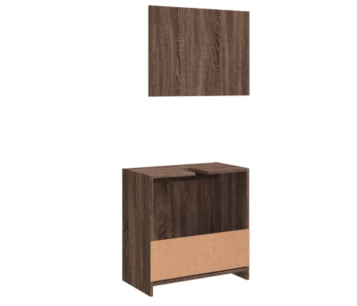 Set de muebles baño 2 pzas madera contrachapada marrón roble