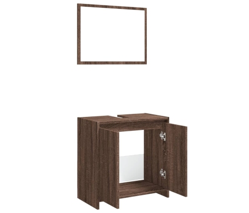 Set de muebles baño 2 pzas madera contrachapada marrón roble