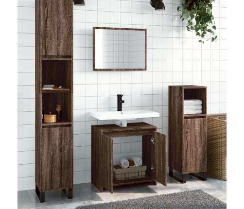 Set de muebles baño 2 pzas madera contrachapada marrón roble