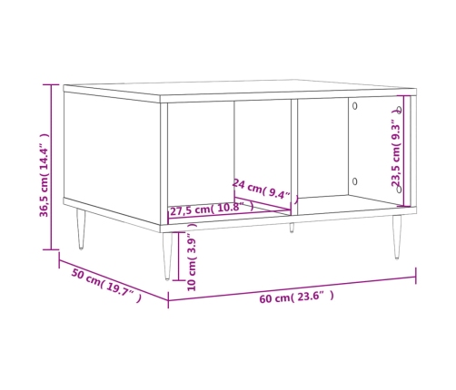 Mesa de centro madera contrachapada blanco 60x50x36,5 cm