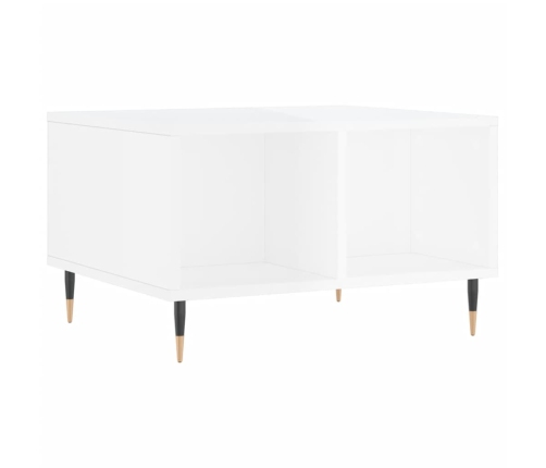 Mesa de centro madera contrachapada blanco brillo 60x50x36,5 cm