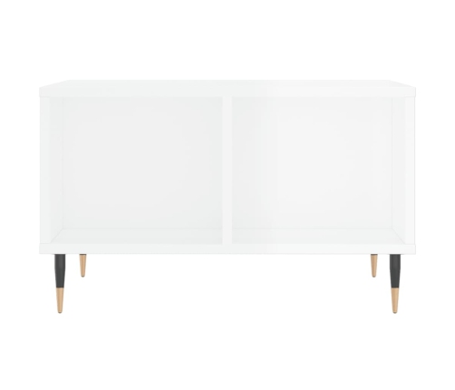 Mesa de centro madera contrachapada blanco brillo 60x50x36,5 cm