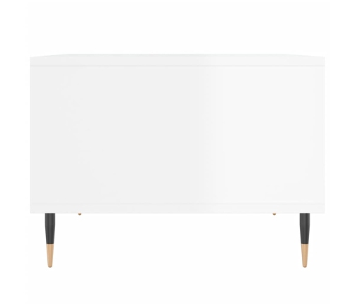 Mesa de centro madera contrachapada blanco brillo 60x50x36,5 cm