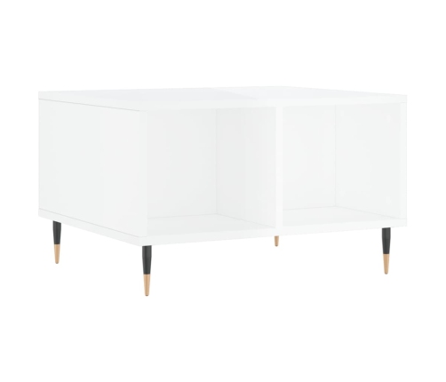 Mesa de centro madera contrachapada blanco brillo 60x50x36,5 cm