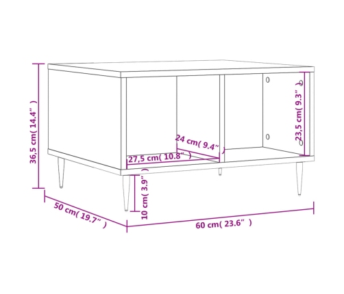 Mesa de centro madera contrachapada roble ahumado 60x50x36,5 cm