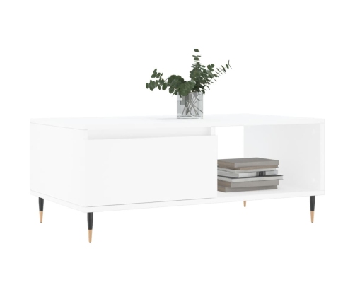 Mesa de centro madera contrachapada blanco 90x50x36,5 cm