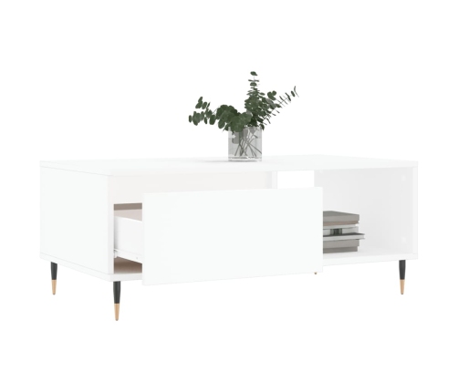 Mesa de centro madera contrachapada blanco 90x50x36,5 cm