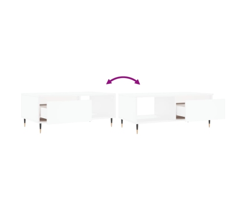 Mesa de centro madera contrachapada blanco 90x50x36,5 cm
