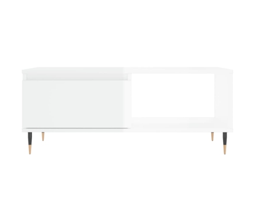 Mesa de centro madera contrachapada blanco brillo 90x50x36,5 cm