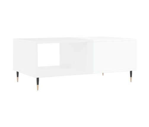 Mesa de centro madera contrachapada blanco brillo 90x50x36,5 cm