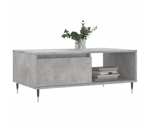 Mesa de centro madera contrachapada gris hormigón 90x50x36,5 cm